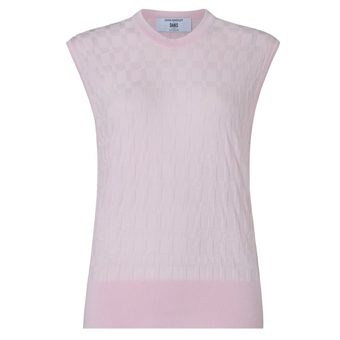 Daks London DAKS X JOHN SMEDLEY HOUSE CHECK SLEEVELESS TOP - SOFT PINK