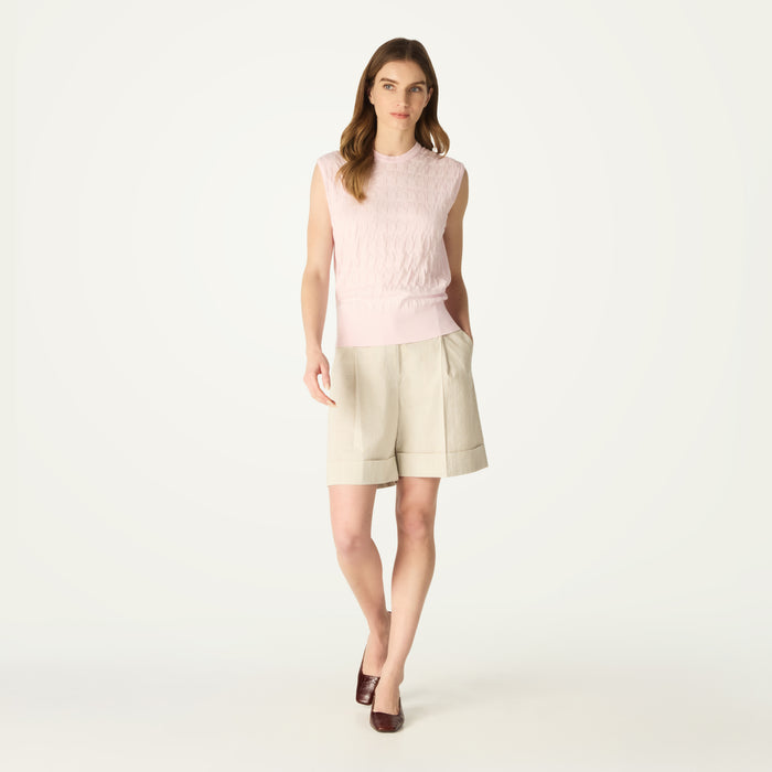 daks london DAKS X JOHN SMEDLEY HOUSE CHECK SLEEVELESS TOP - SOFT PINK