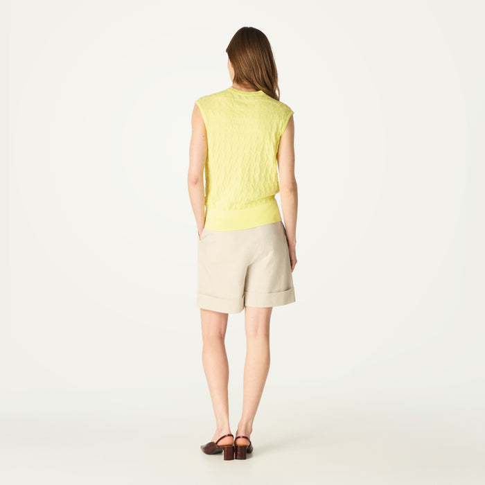 Daks London DAKS X JOHN SMEDLEY HOUSE CHECK SLEEVELESS TOP - YELLOW