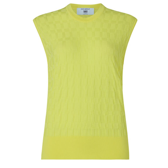 Daks London DAKS X JOHN SMEDLEY HOUSE CHECK SLEEVELESS TOP - YELLOW
