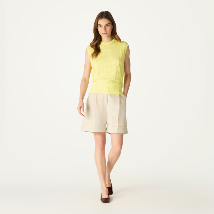 daks london DAKS X JOHN SMEDLEY HOUSE CHECK SLEEVELESS TOP - YELLOW