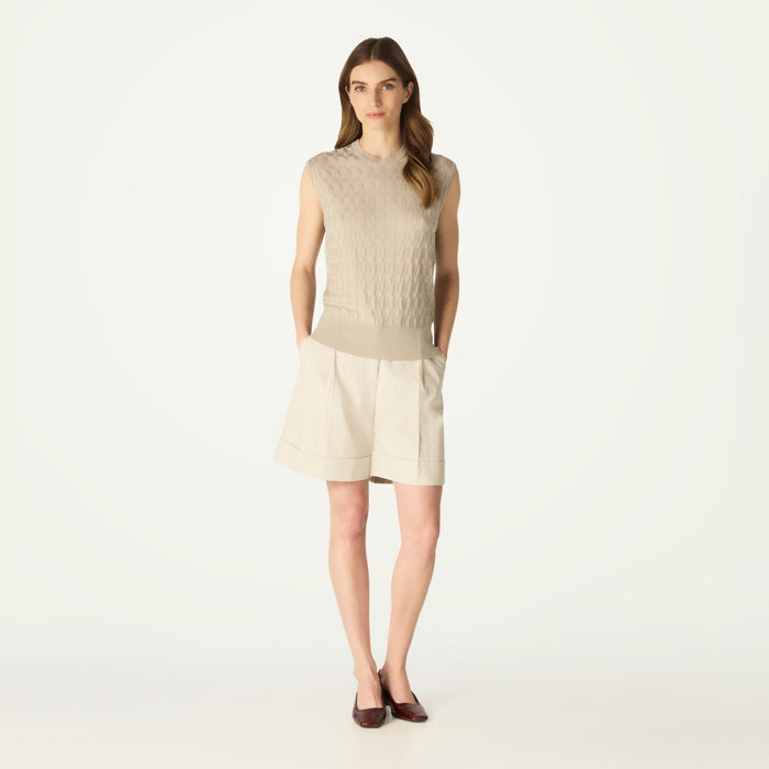 daks london DAKS X JOHN SMEDLEY HOUSE CHECK SLEEVELESS TOP