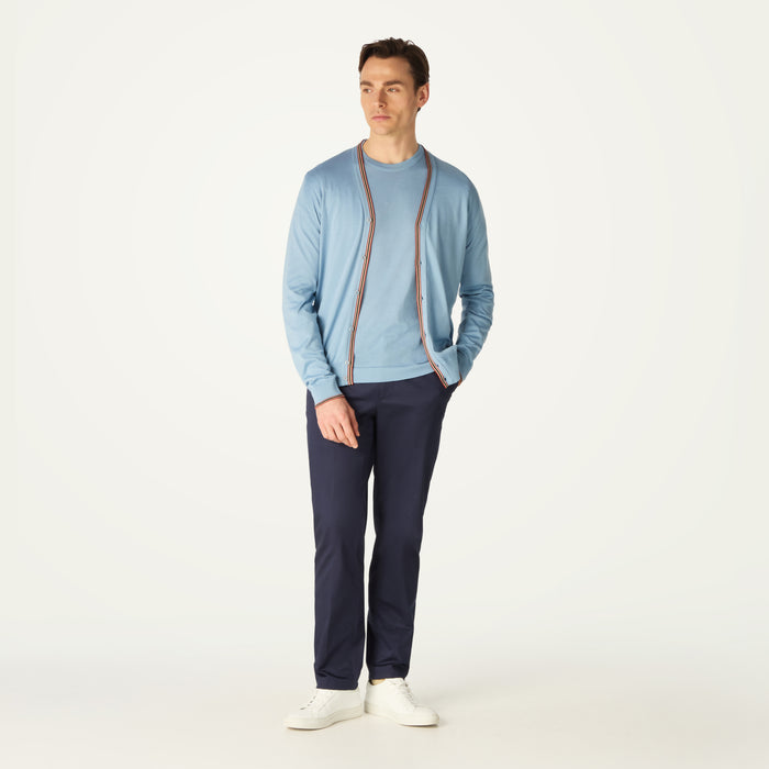 daks london DAKS X JOHN SMEDLEY HOUSE STRIPE CARDIGAN