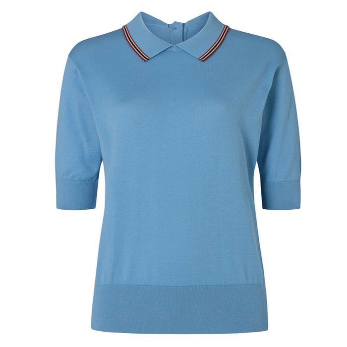 Daks London DAKS X JOHN SMEDLEY HOUSE STRIPE COLLARED TOP