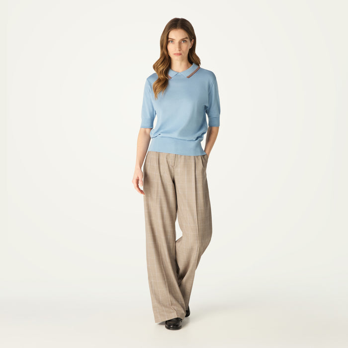 daks london DAKS X JOHN SMEDLEY HOUSE STRIPE COLLARED TOP