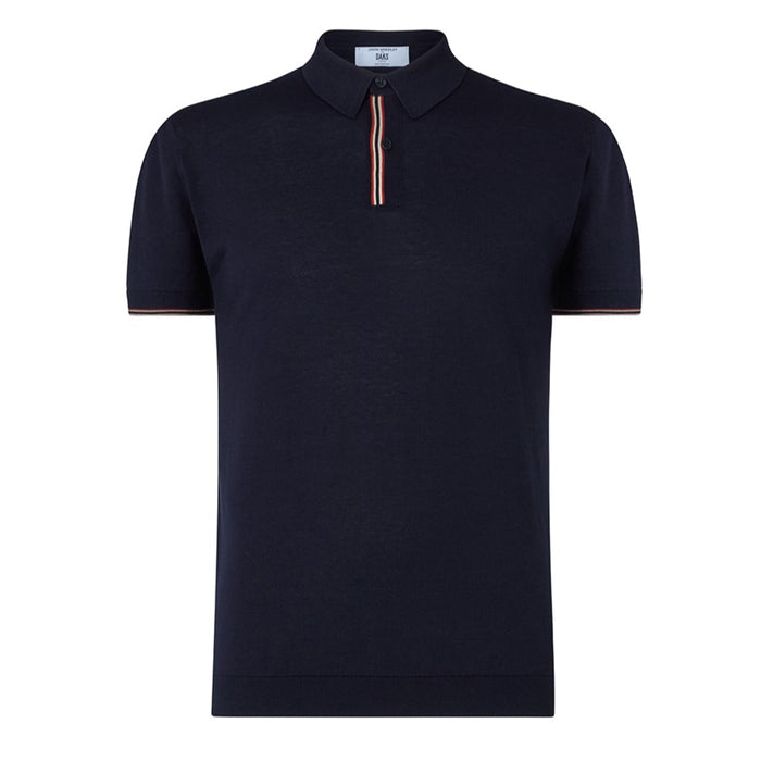 Daks London DAKS X JOHN SMEDLEY HOUSE STRIPE POLO SHIRT - NAVY