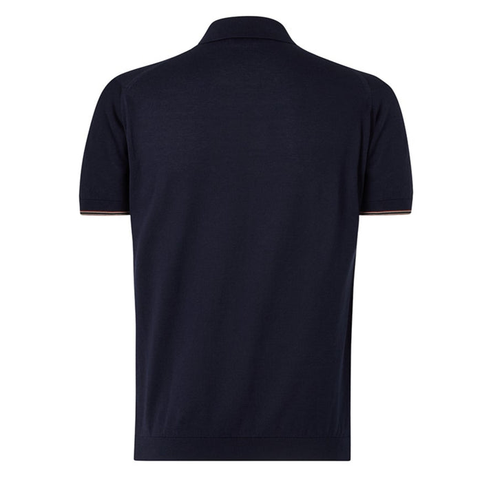 Daks London DAKS X JOHN SMEDLEY HOUSE STRIPE POLO SHIRT - NAVY