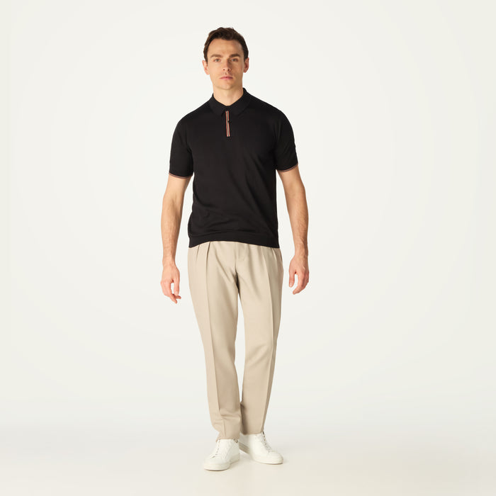daks london DAKS X JOHN SMEDLEY HOUSE STRIPE POLO SHIRT - NAVY