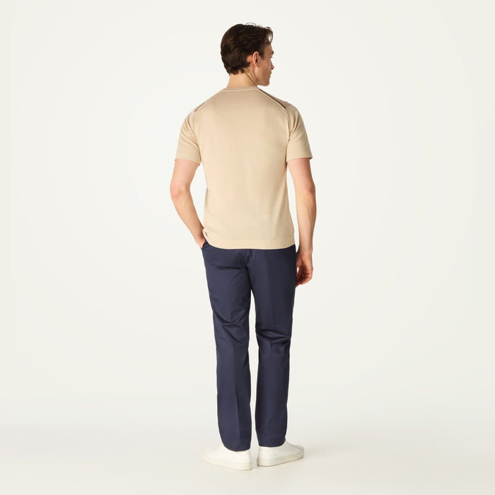 Daks London DAKS X JOHN SMEDLEY HOUSE STRIPE T SHIRT - ALMOND