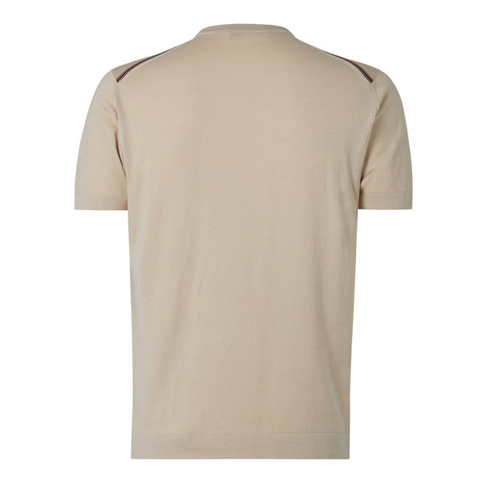 Daks London DAKS X JOHN SMEDLEY HOUSE STRIPE T SHIRT - ALMOND