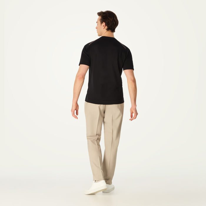 Daks London DAKS X JOHN SMEDLEY HOUSE STRIPE T SHIRT - BLACK