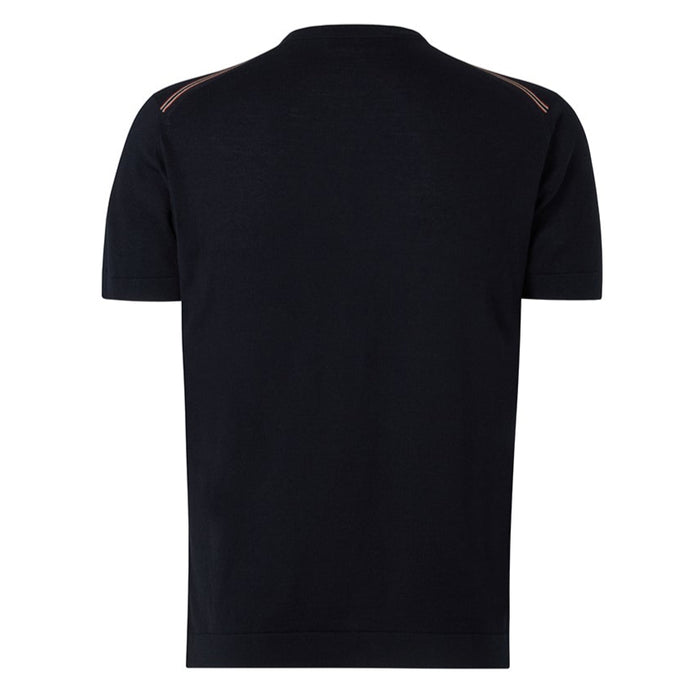Daks London DAKS X JOHN SMEDLEY HOUSE STRIPE T SHIRT - BLACK