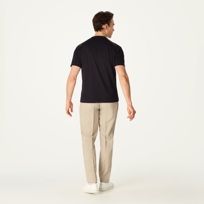 Daks London DAKS X JOHN SMEDLEY HOUSE STRIPE T SHIRT - NAVY