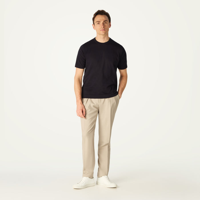 daks london DAKS X JOHN SMEDLEY HOUSE STRIPE T SHIRT - NAVY