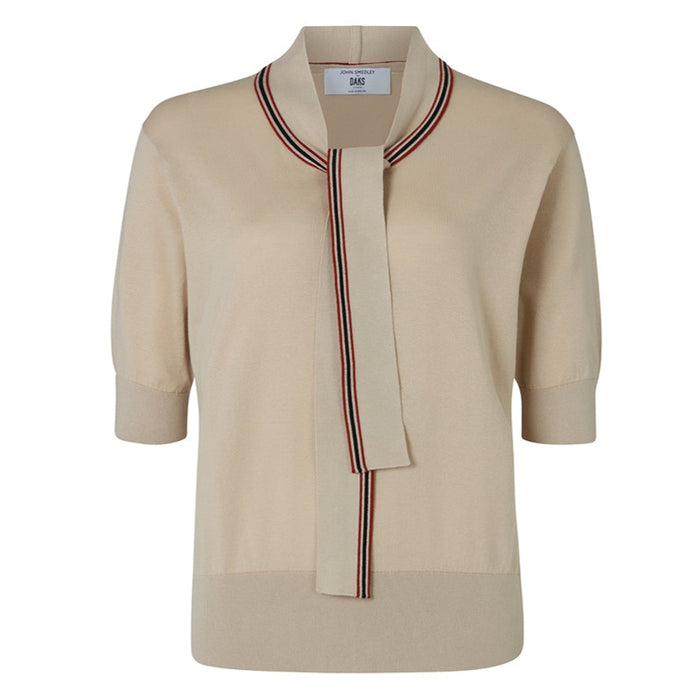 Daks London DAKS X JOHN SMEDLEY HOUSE STRIPE TOP - ALMOND