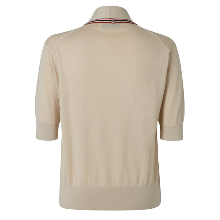Daks London DAKS X JOHN SMEDLEY HOUSE STRIPE TOP - ALMOND