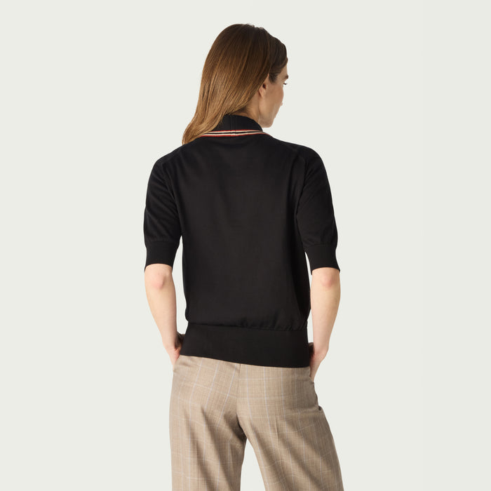 Daks London DAKS X JOHN SMEDLEY HOUSE STRIPE TOP - BLACK