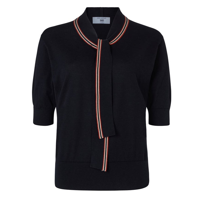 Daks London DAKS X JOHN SMEDLEY HOUSE STRIPE TOP - BLACK