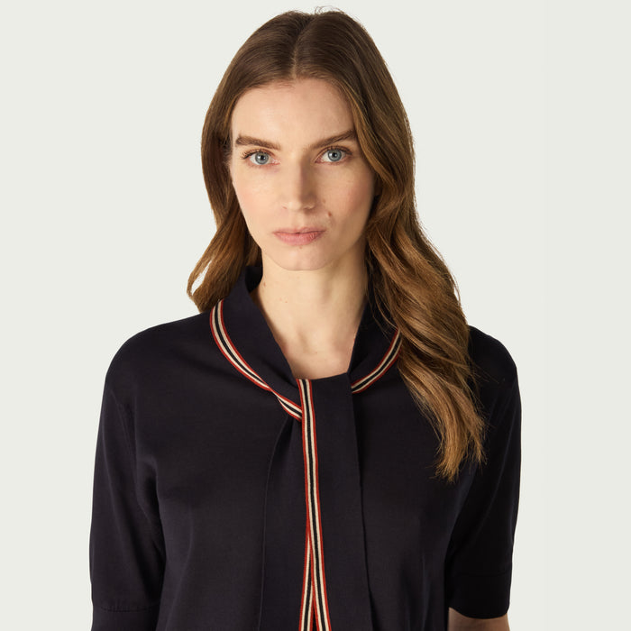 daks london DAKS X JOHN SMEDLEY HOUSE STRIPE TOP - BLACK