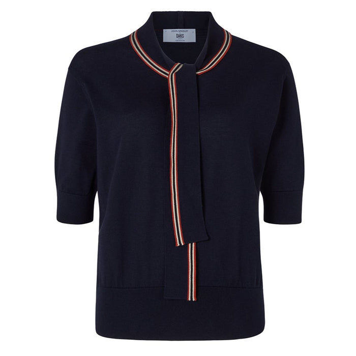 Daks London DAKS X JOHN SMEDLEY HOUSE STRIPE TOP - NAVY