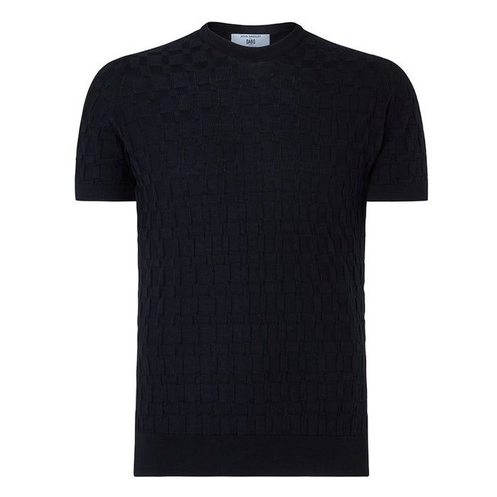 Daks London DAKS X JOHN SMEDLEY HOUSECHECK JUMPER - BLACK