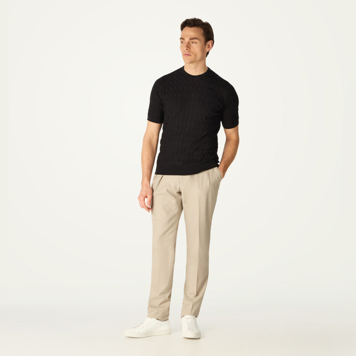 daks london DAKS X JOHN SMEDLEY HOUSECHECK JUMPER - BLACK