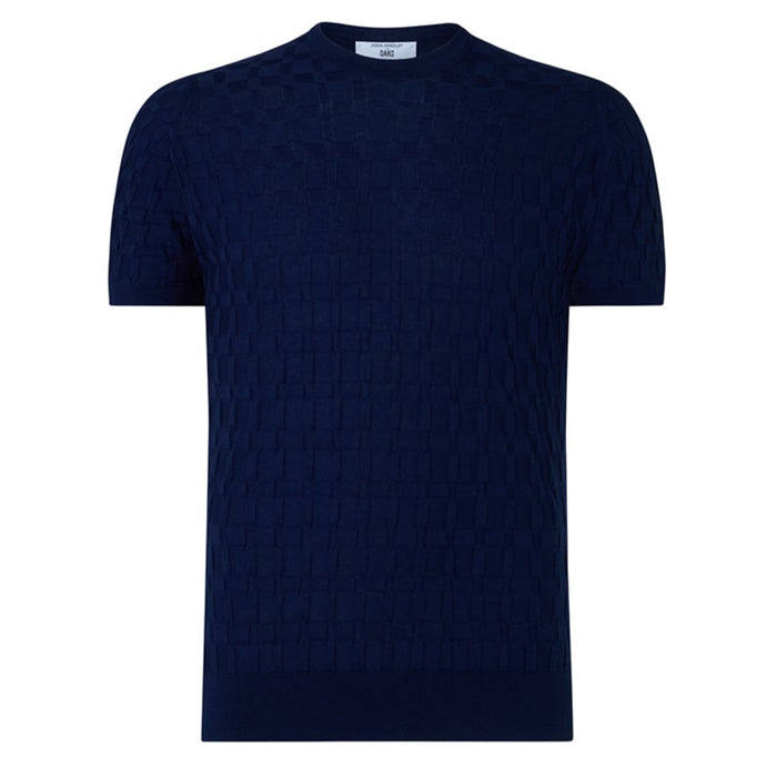 Daks London DAKS X JOHN SMEDLEY HOUSECHECK JUMPER - NAVY