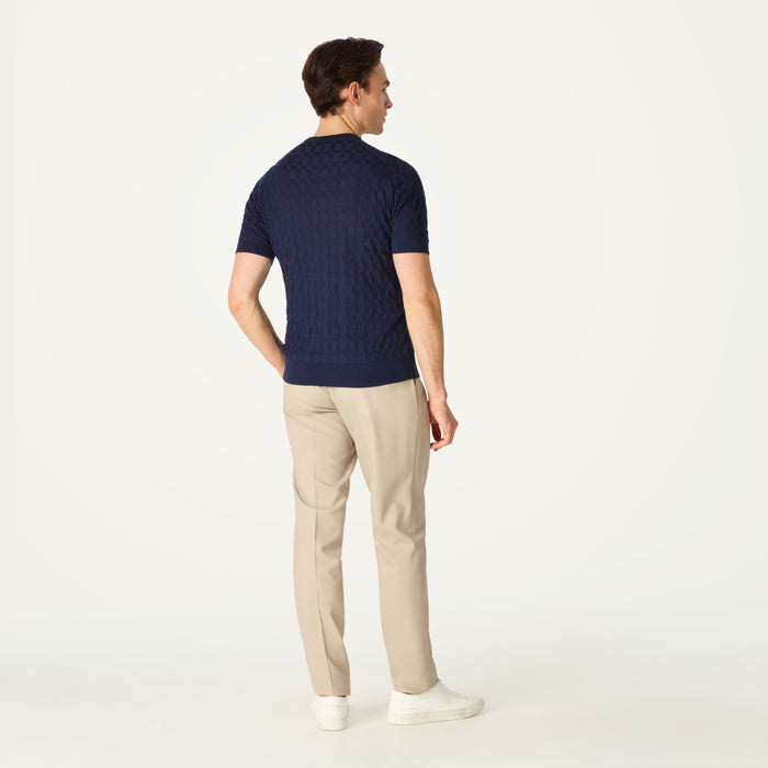 Daks London DAKS X JOHN SMEDLEY HOUSECHECK JUMPER - NAVY