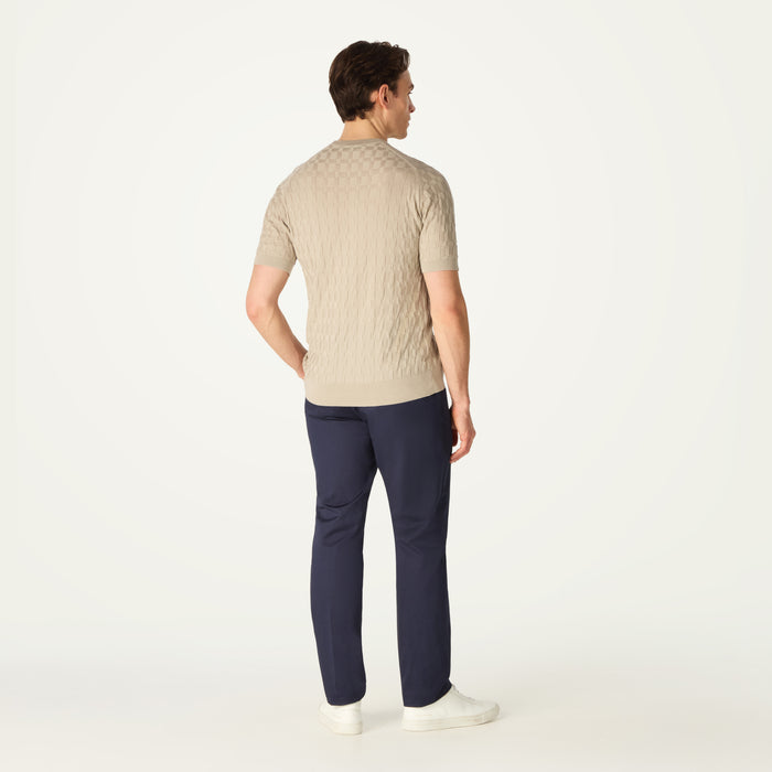 Daks London DAKS X JOHN SMEDLEY HOUSECHECK JUMPER - PARCHMENT