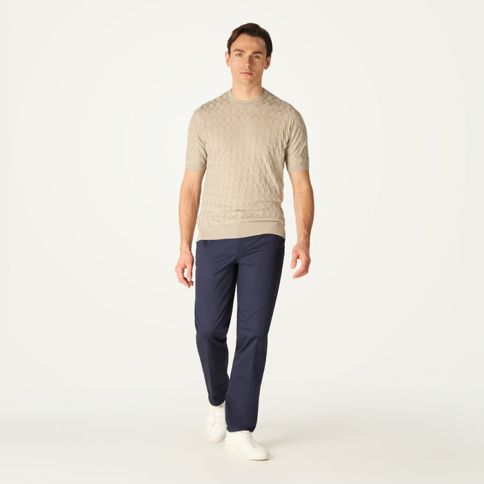 daks london DAKS X JOHN SMEDLEY HOUSECHECK JUMPER - PARCHMENT