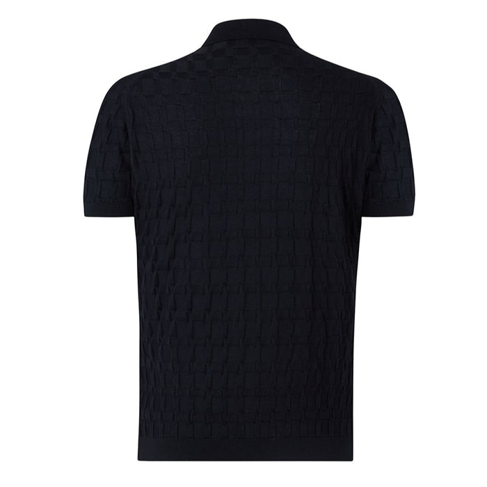 Daks London DAKS X JOHN SMEDLEY HOUSECHECK POLO SHIRT - BLACK