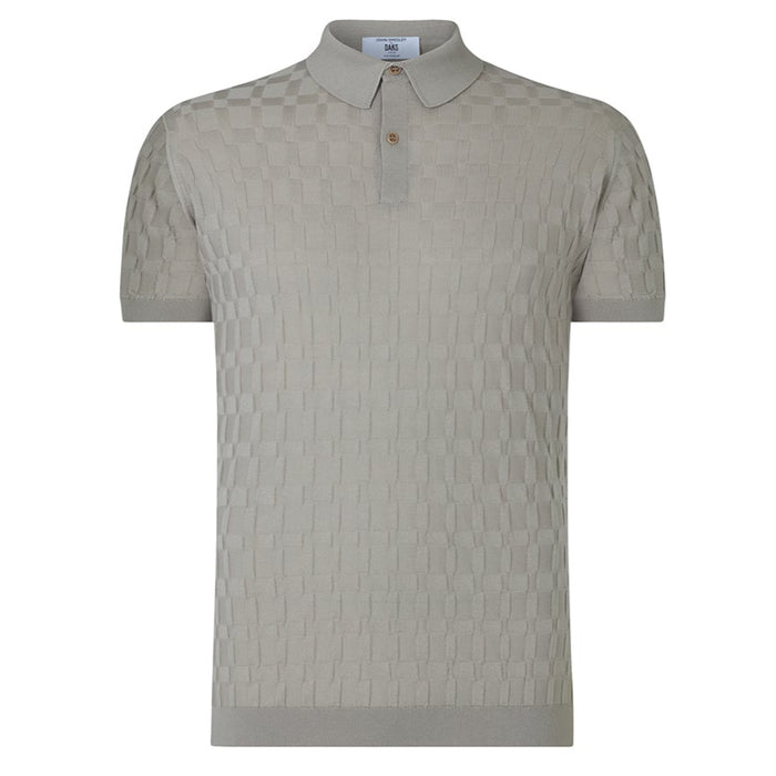 Daks London DAKS X JOHN SMEDLEY HOUSECHECK POLO SHIRT - PARCHMENT