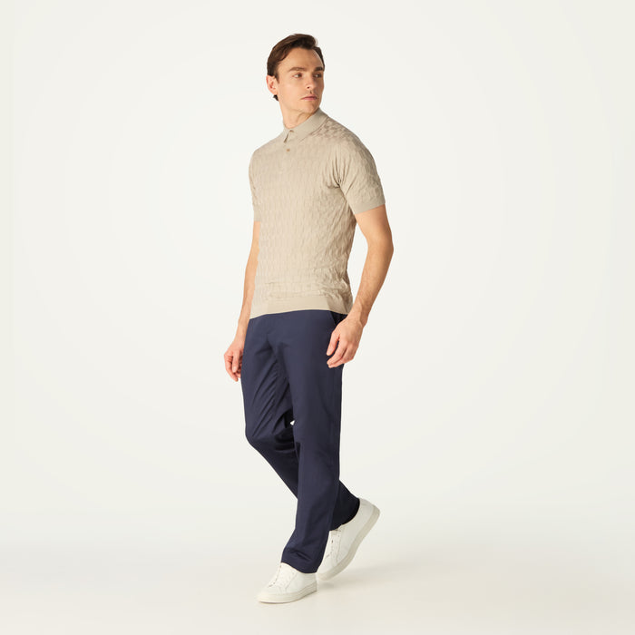 daks london DAKS X JOHN SMEDLEY HOUSECHECK POLO SHIRT - PARCHMENT