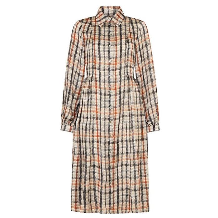 daks London PENCIL HOUSE CHECK GATHERED SHIRT DRESS