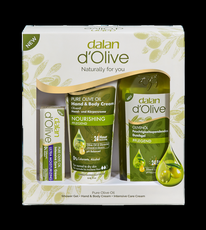 dalan d'olive Dalan D'Olive Hand & Body Triple Moisturize Gift Pack (Intensive Care 20ml+ Hand & Body Cream 250ml+ Shower Gel 400ml)