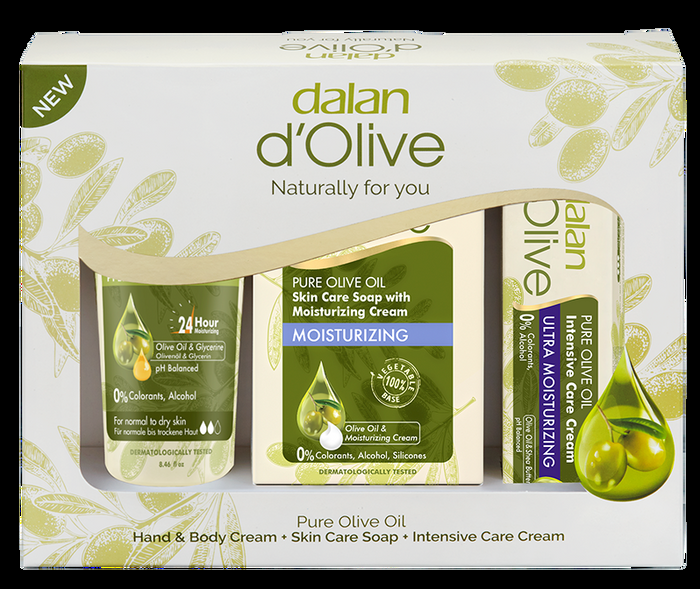 dalan d'olive Dalan D’Olive Medium Gift Pack ( Moisturizer 75ml+ Moisturizing Bar 100g + Intensive Care Cream 20ml)