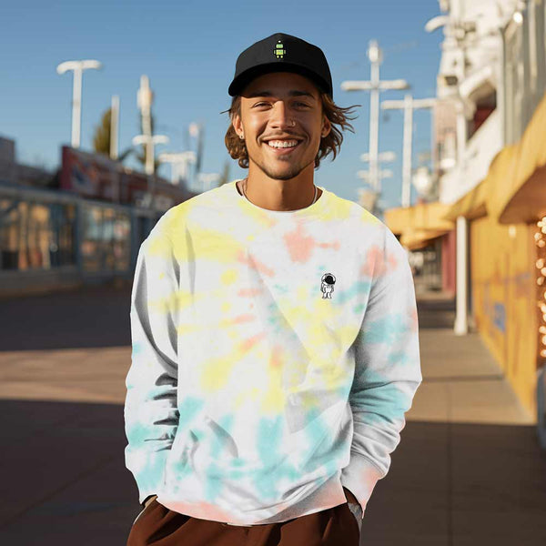 Dalix Dalix Astronaut Midweight Fleece Tie Dye Crewneck Sweatshirt