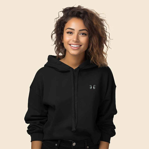Dalix Dalix Butterfly Midweight Fleece Cropped Zip Hoodie