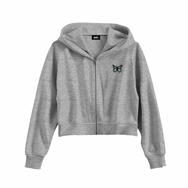 dalix Dalix Butterfly Midweight Fleece Cropped Zip Hoodie