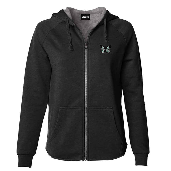 dalix Dalix Butterfly Midweight Fleece Raglan Sleeve Zip Hoodie