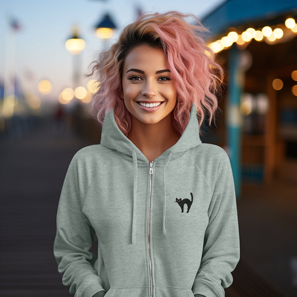 Dalix Dalix Black Cat Washed Zip Hoodie