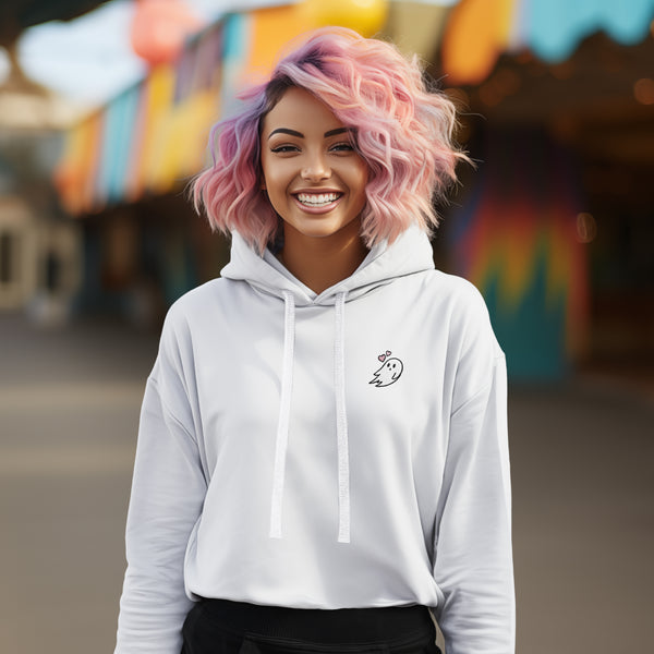 Dalix Dalix Heartly Ghost Cropped Hoodie