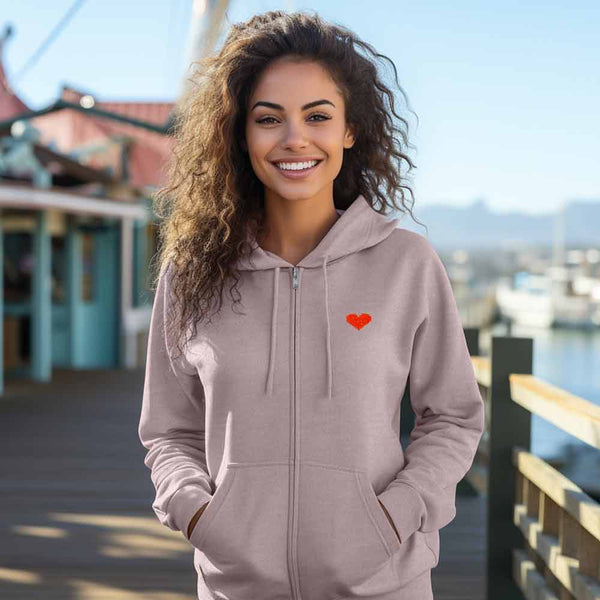 Dalix Dalix Pixel Heart Washed Zip Hoodie