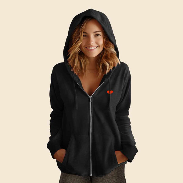 Dalix Dalix Pixel Heart Washed Zip Hoodie
