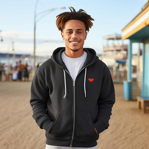 Dalix Dalix Pixel Heart Zip Hoodie