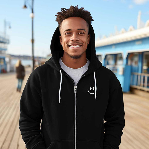 Dalix Dalix Smile Face Zip Hoodie