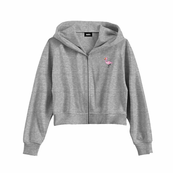 dalix Dalix Flamingo Midweight Fleece Cropped Zip Hoodie