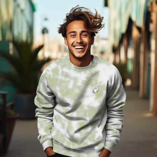 Dalix Dalix Ghost Midweight Fleece Tie Dye Crewneck Sweatshirt