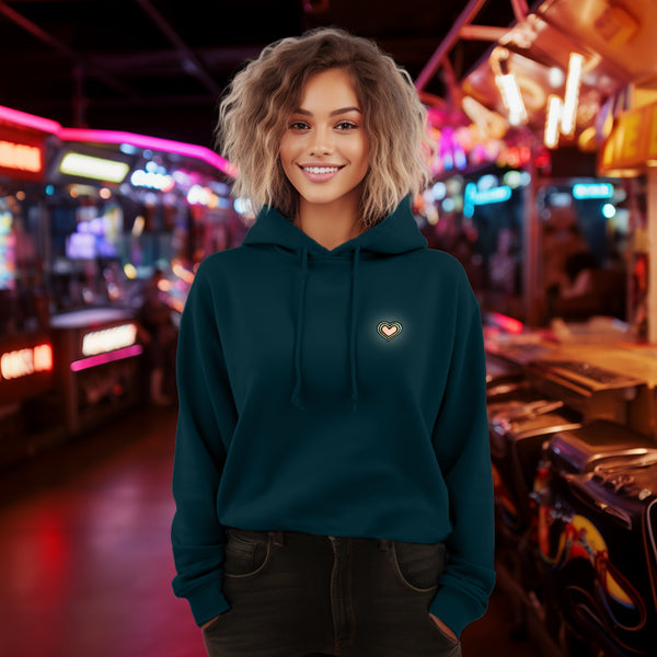 Dalix Dalix Heart Midweight Fleece Cropped Hoodie (Glow In The Dark)