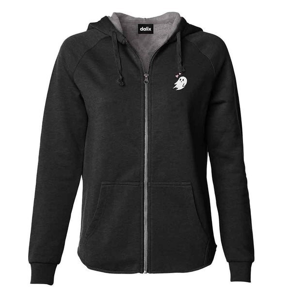 dalix Dalix Heartly Ghost Midweight Fleece Raglan Sleeve Zip Hoodie